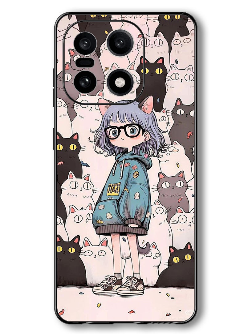 Theodor Case Compatible with OnePlus 15 6.78 Inch Protection Shockproof Bumper Cover Cats & Girl - Image 1